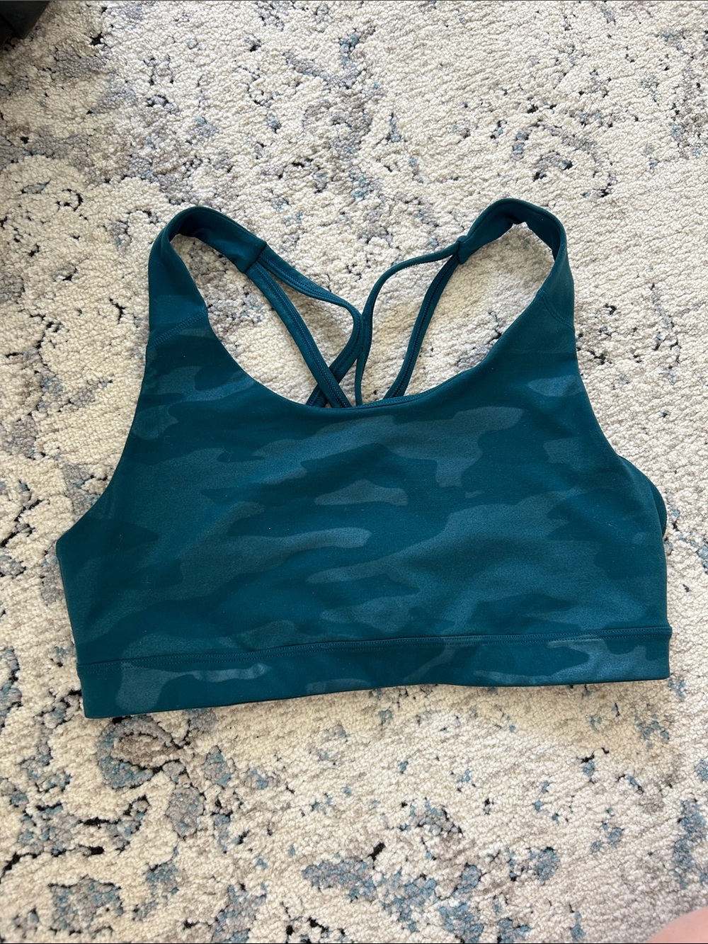 Old Navy Teal Camo Strappy Sports Bra